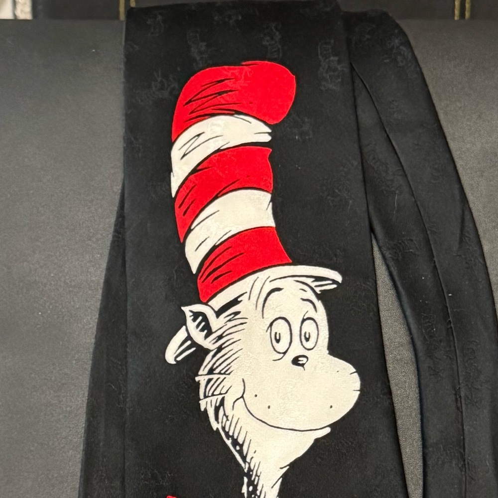 Dr. Seuss Cat in the Hat Black and Red Tie